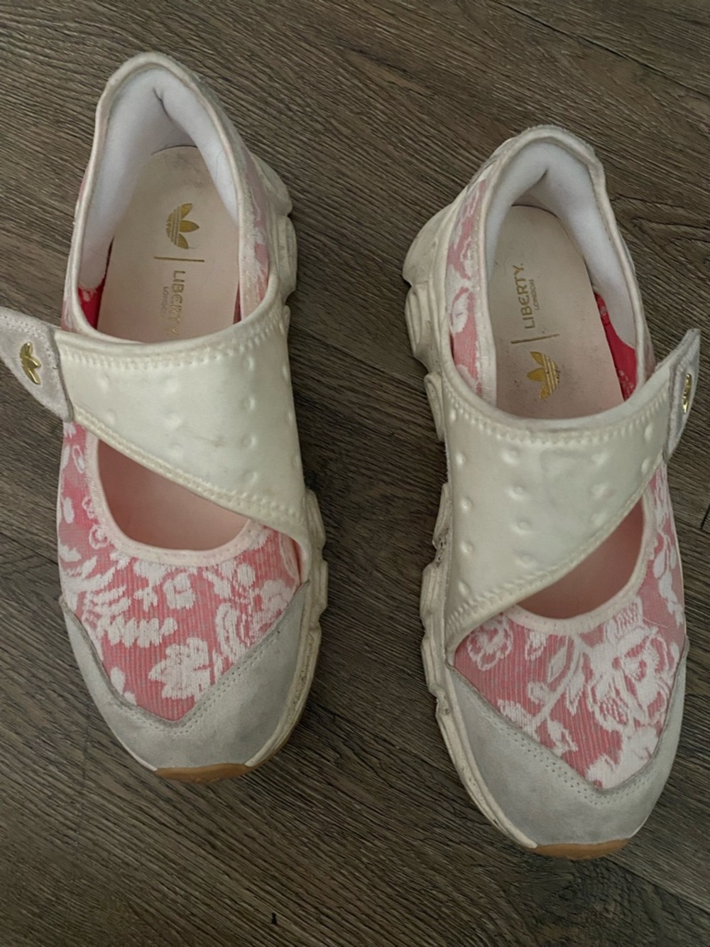 adidas Pink and White Floral Slip-On Sneakers